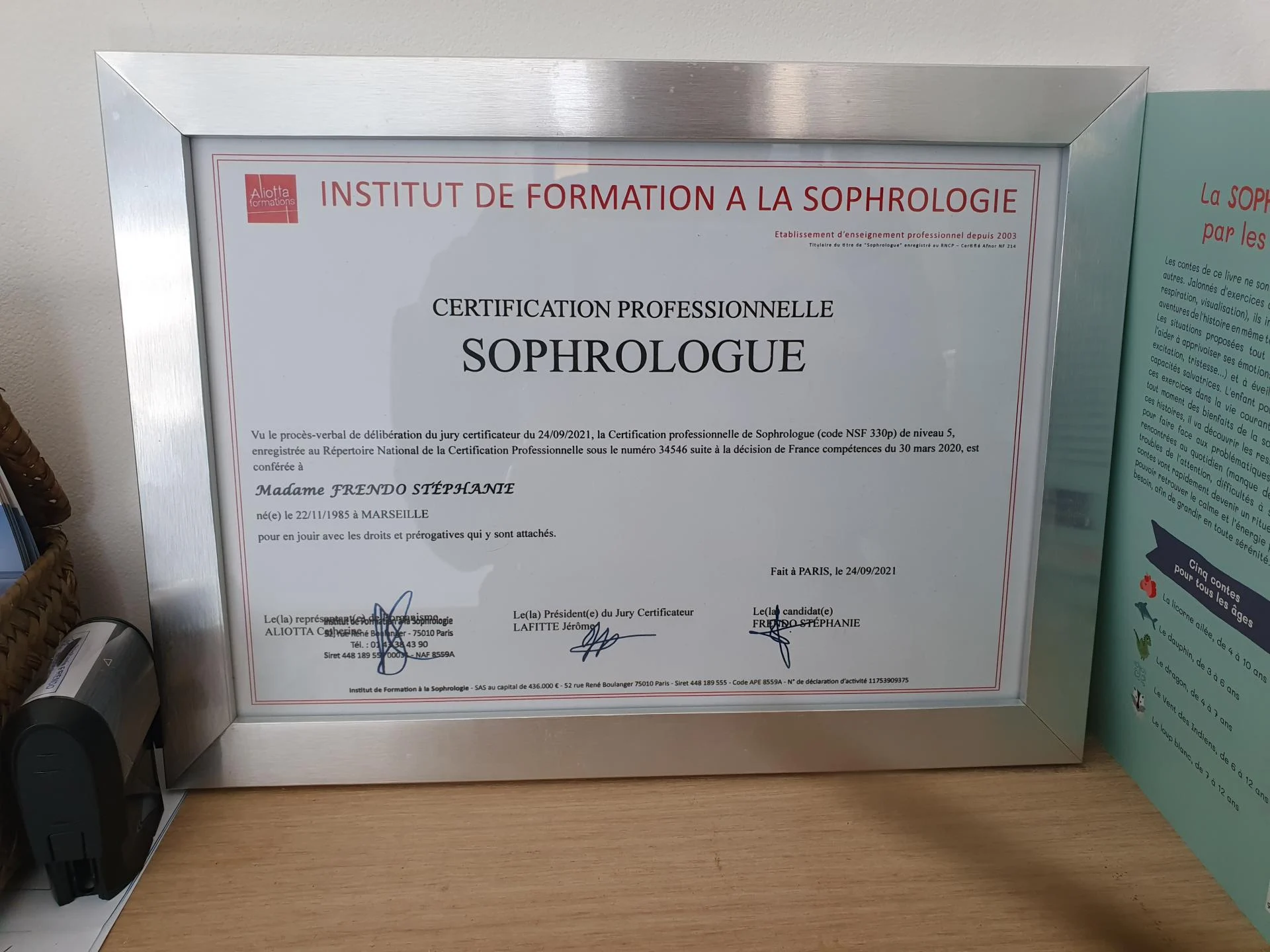 Certification professionnelle sophrologue
